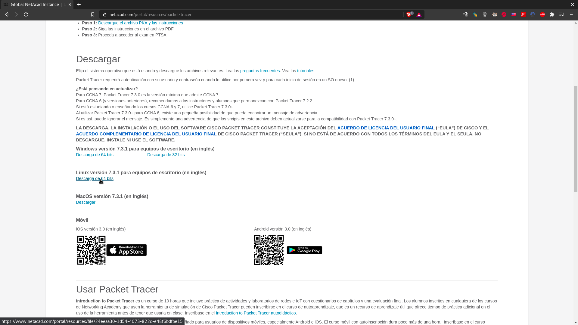 Pantalla Descargas