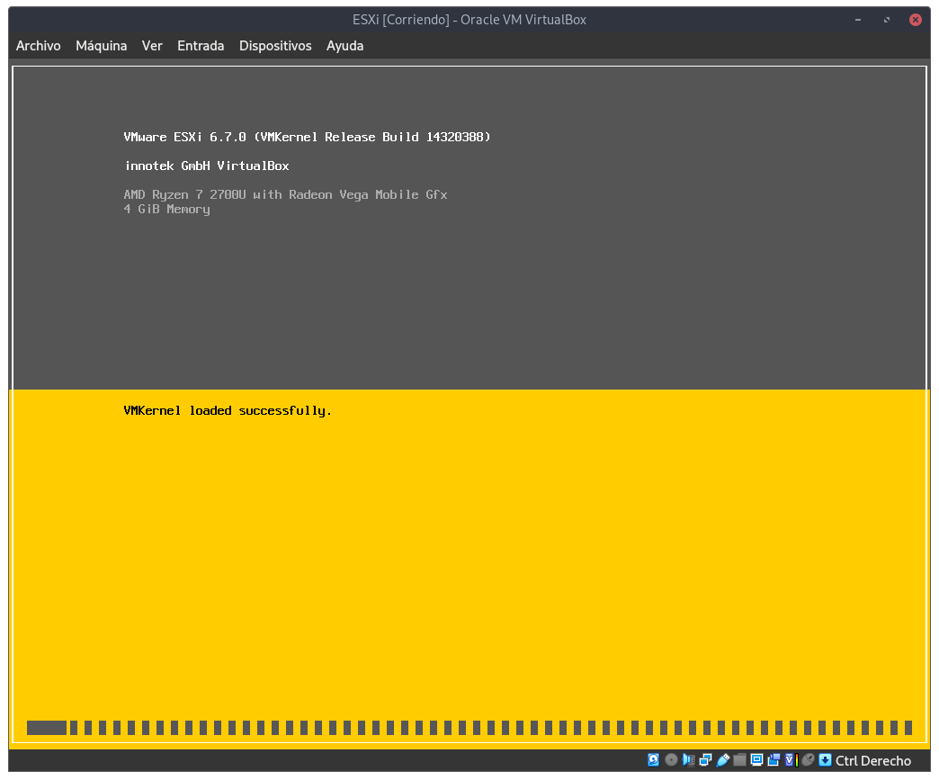 VirtualBox ya funcionando