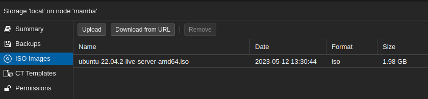 ISO de Ubuntu en nuestro Proxmox