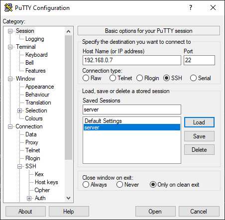 Putty Session